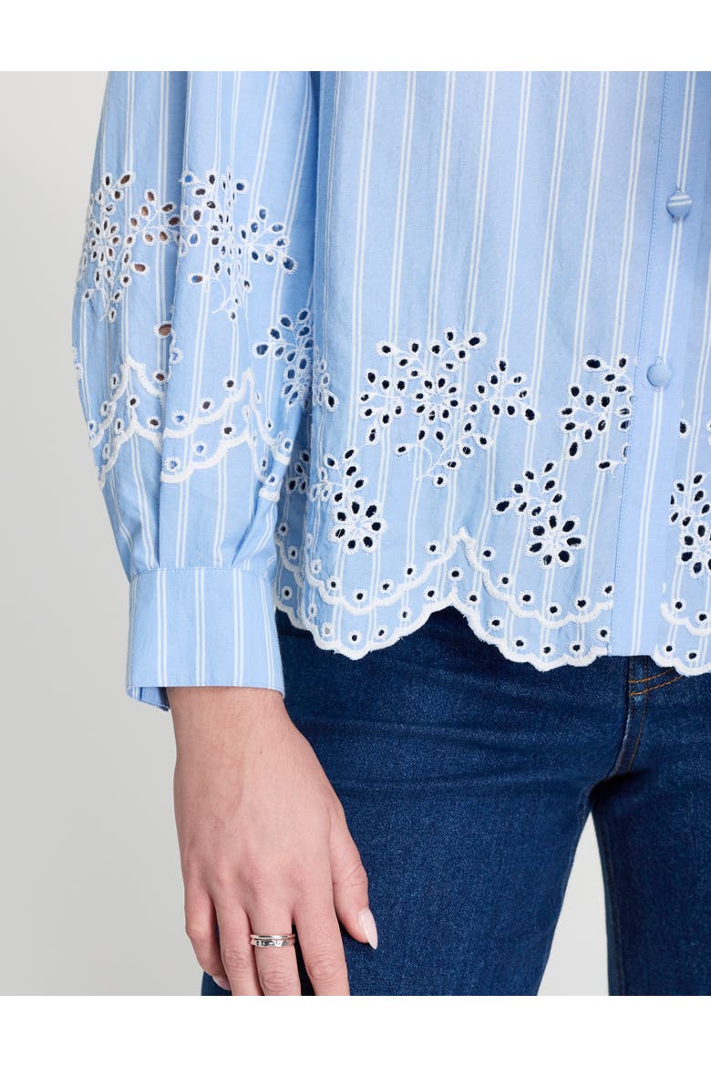 Sydnee Stripe Cotton Shirt, Alternate, color, Blue Stripe Emb