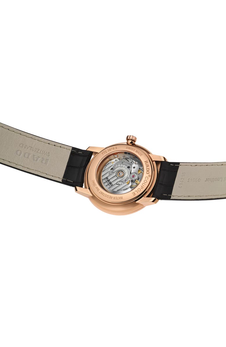 RADO Coupole Classic Automatic Leather Strap Watch, 41mm, Alternate, color, 