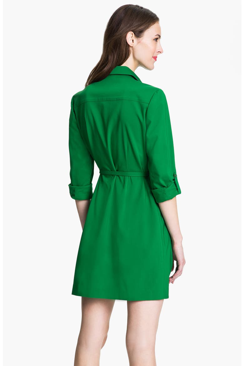 Roll Sleeve Shirtdress, Alternate, color, RICH GREEN