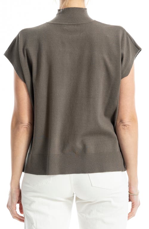 MAX STUDIO MAX STUDIO MOCK NECK FINE GAUGE SHORT SLEEVE SWEATER