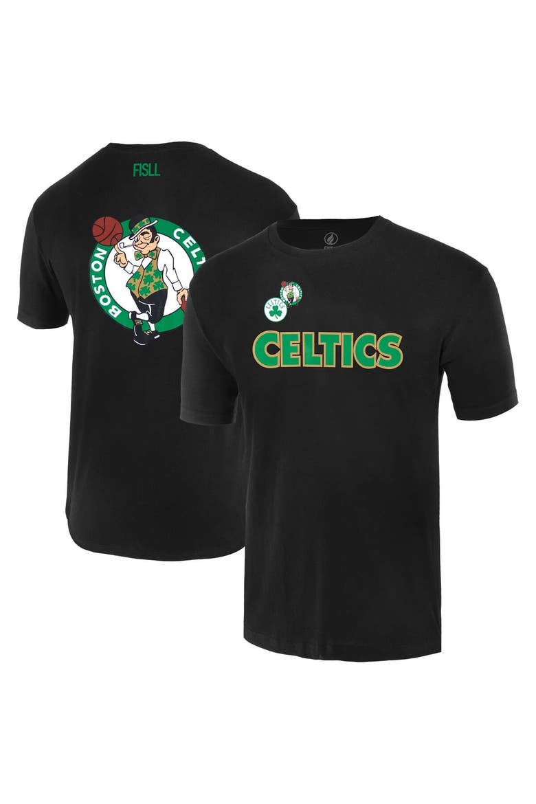 Unisex FISLL  Black Boston Celtics Oversize Logo T-Shirt, Main, color, Black
