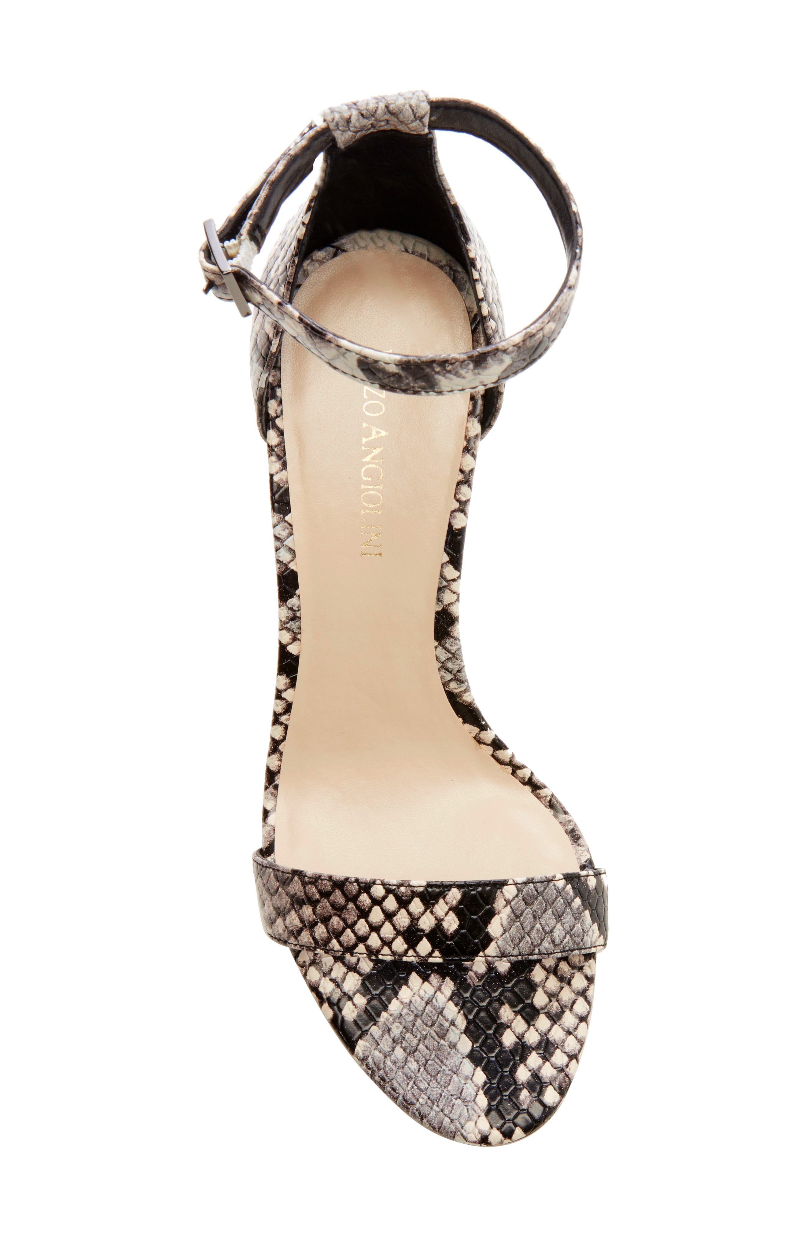 Ahmber Ankle Strap Sandal, Alternate, color, BLACK/ WHITE FAUX LEATHER