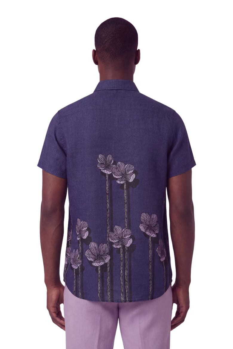 Crafty Floral Short Sleeve Fine Linen Shirt, Alternate, color, CRAFTY FLORAL NAVY