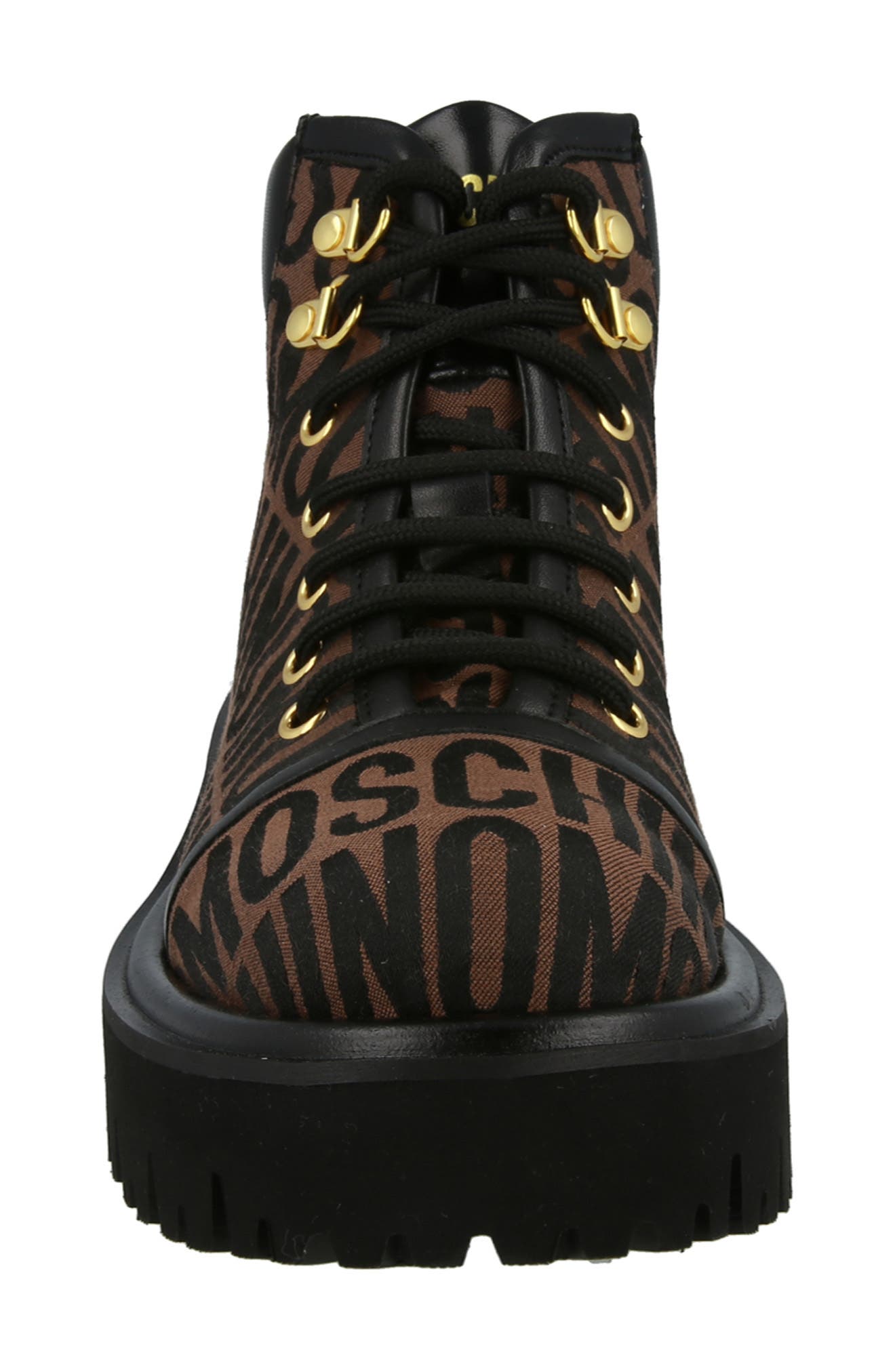 Moschino Lug Sole Lace-Up Boot, Alternate, color, Brown