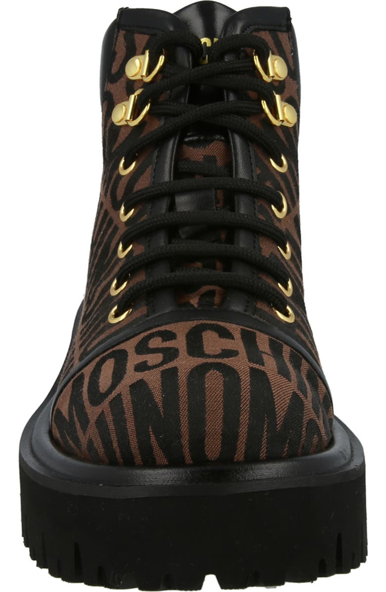 Moschino Lug Sole Lace-Up Boot, Alternate, color, Brown