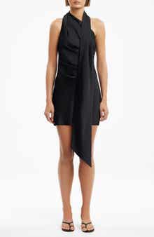 Significant Other Nadia Asymmetric Drape Bias-Cut Satin Minidress