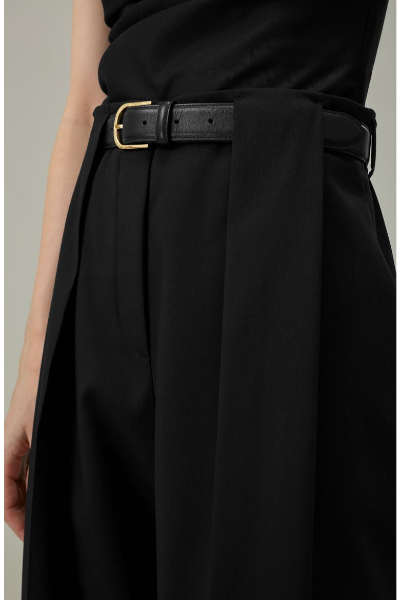 Box Pleated Silk-Wool Trouser, Alternate, color, Black