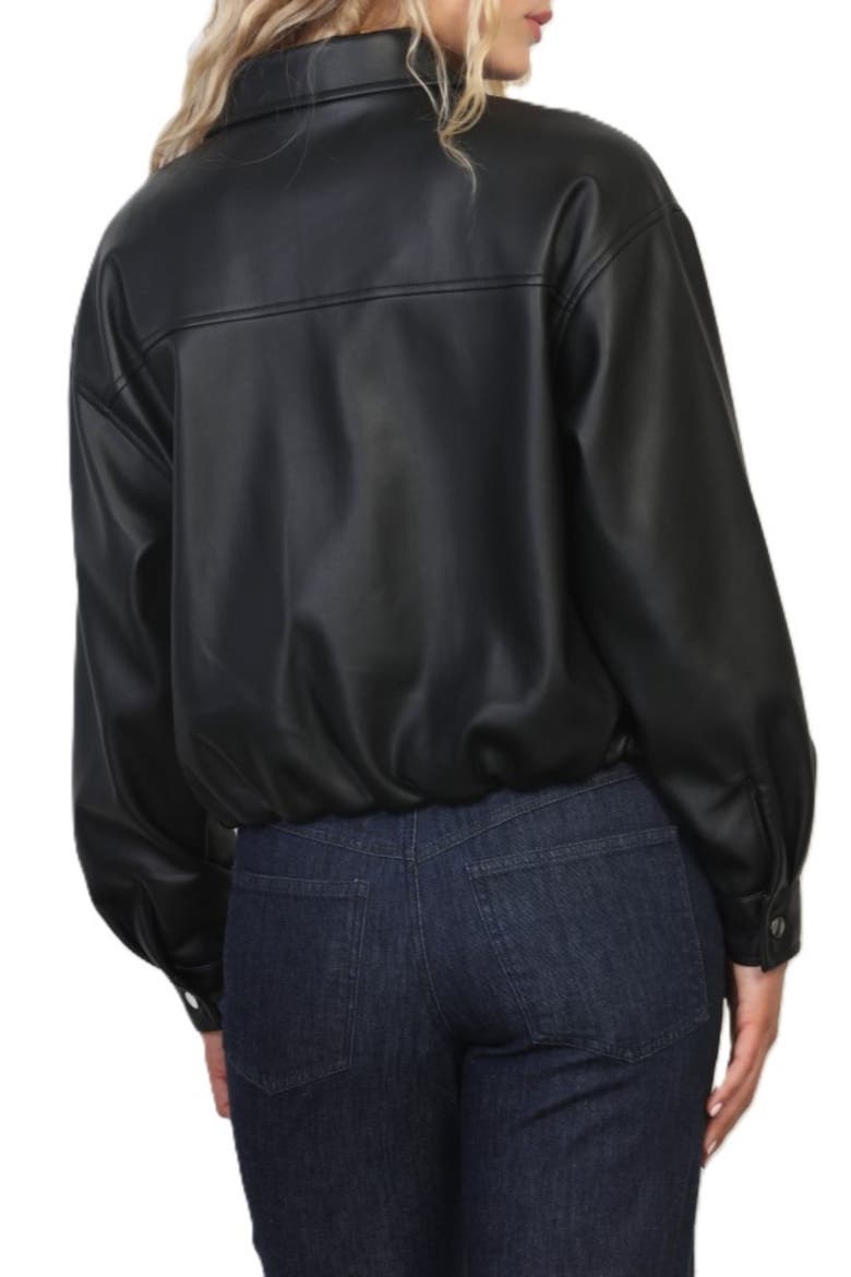 Faux Leather Jacket, Alternate, color, BLACK