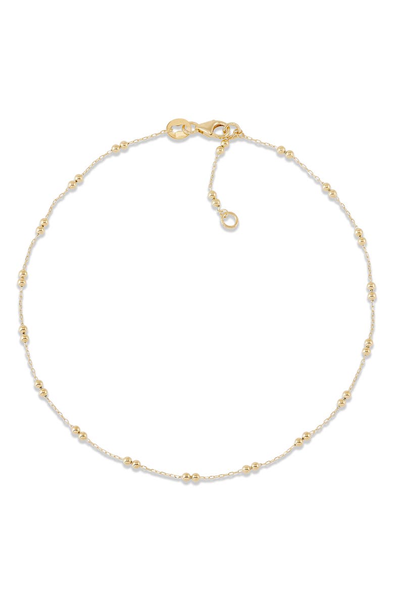 Frankie & Zoe Petite Beaded Station Anklet, Main, color, Yellow Gold