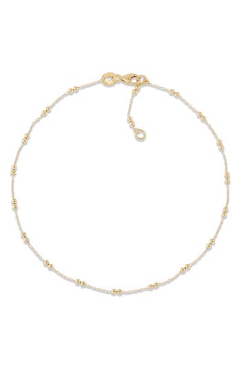 Frankie & Zoe Petite Beaded Station Anklet In Gold