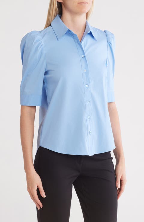 Elbow Sleeve Button-Up Shirt