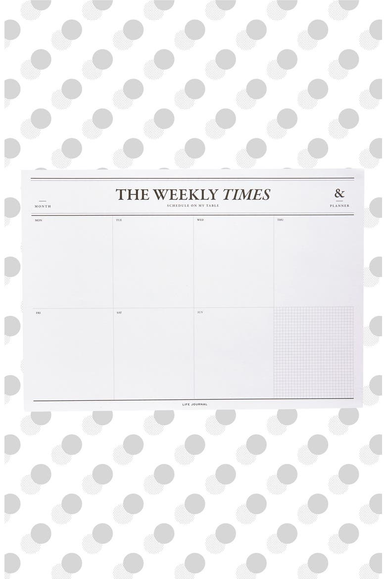 'The Weekly Times' Desk Notepad & Planner, Main, color, WHITE
