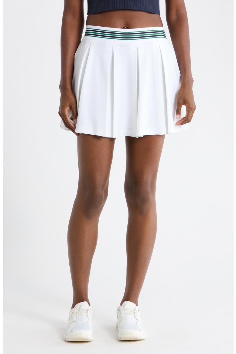Performance Pleated Piqué Tennis Skort, Main, color, WHITE/ SINOPLE