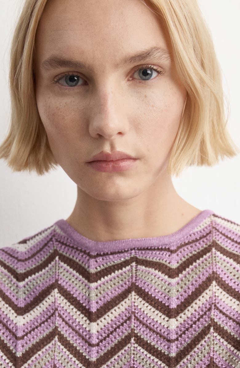 MANGO Open Stitch Zigzag Sweater, Alternate, color, Purple