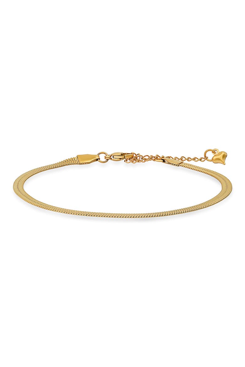18K Gold Plated Stainless Steel Snake Chain Anklet, Main, color, YELLOW