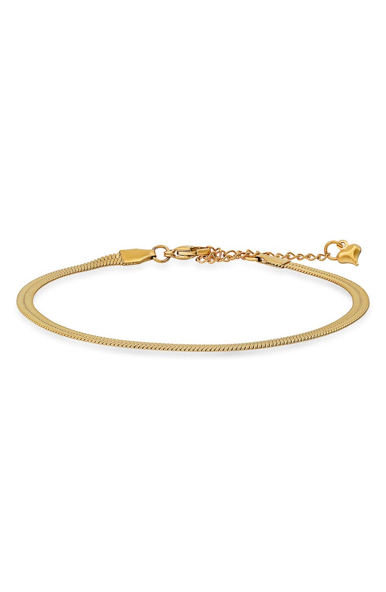 HMY JEWELRY 18K Gold Plated Stainless Steel Snake Chain Anklet, Main, color, Yellow