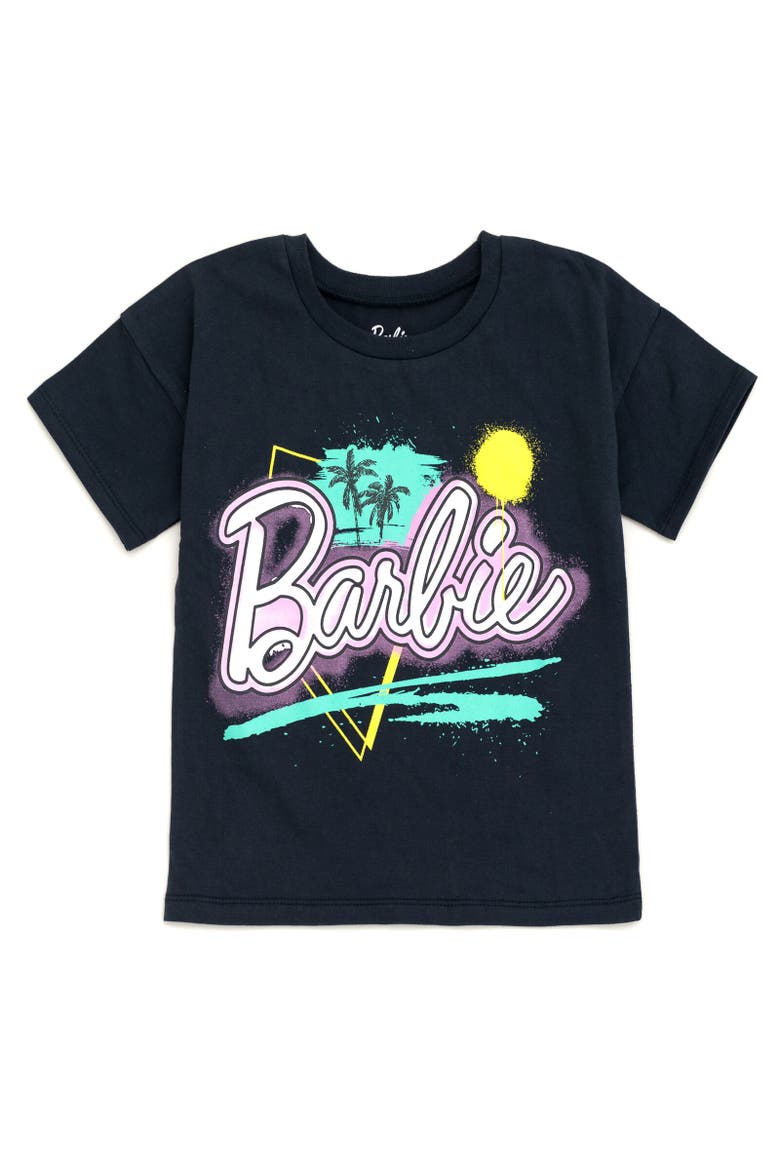 T-Shirt & French Terry Shorts Set, Alternate, color, Pink / Black / Graffiti