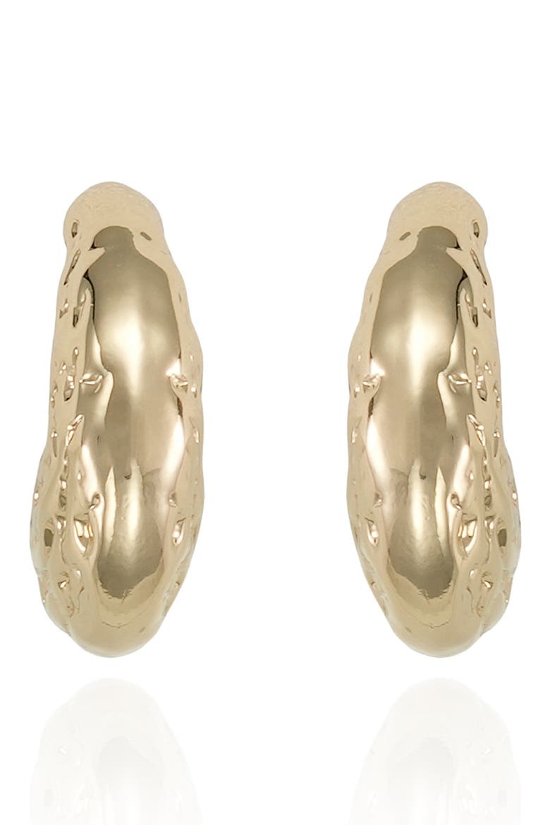 Textured Small Hoop Earrings, Alternate, color, GOLD