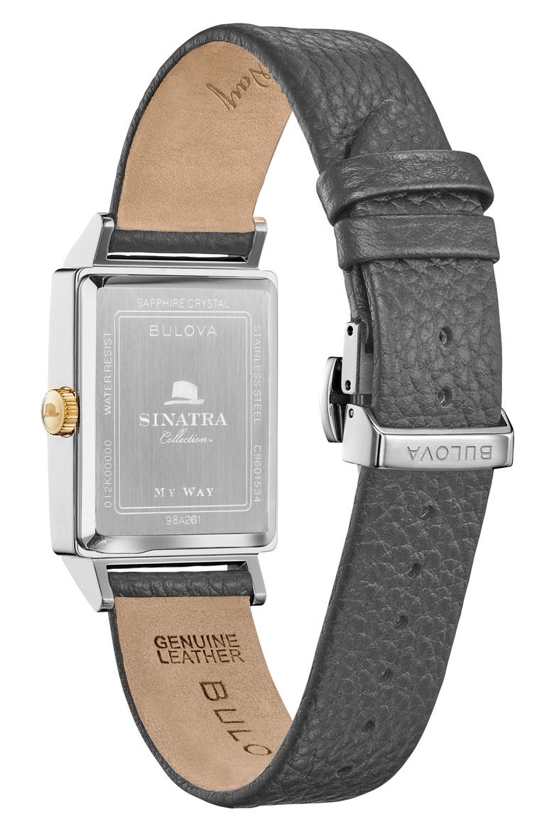 Frank Sinatra My Way Leather Strap Watch, 29.5mm, Alternate, color, SILVER-TONE