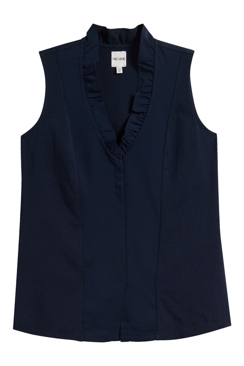 Ruffled Around Sleeveless Top, Alternate, color, DARK INDIGO