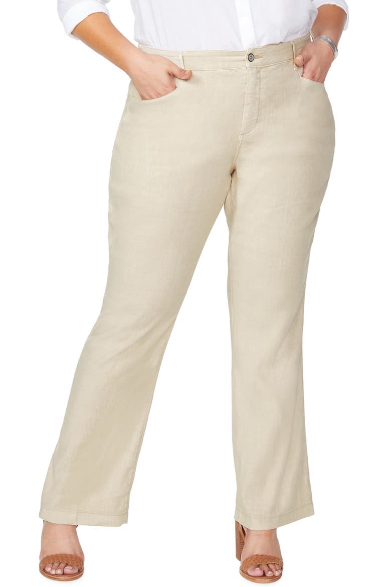 Stretch Linen Blend Trousers, Main, color, STRAW