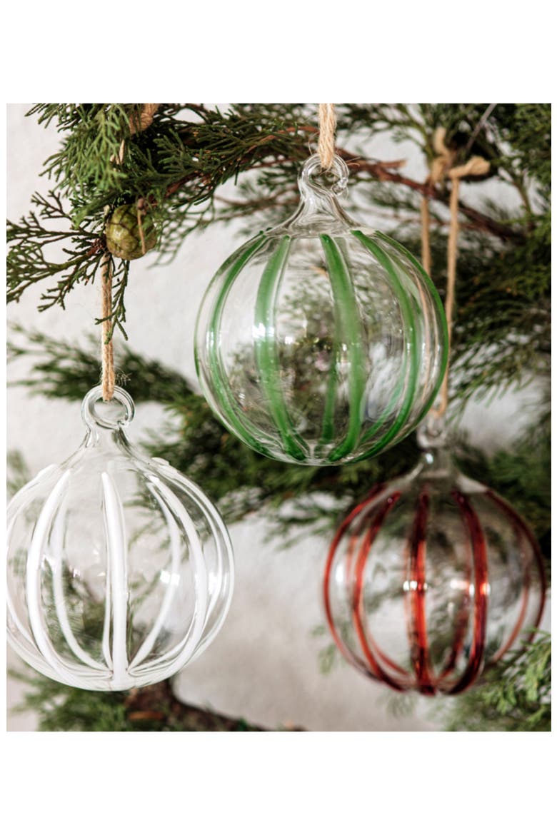 Nuovo Stripe Glass Ornament, Alternate, color, RED