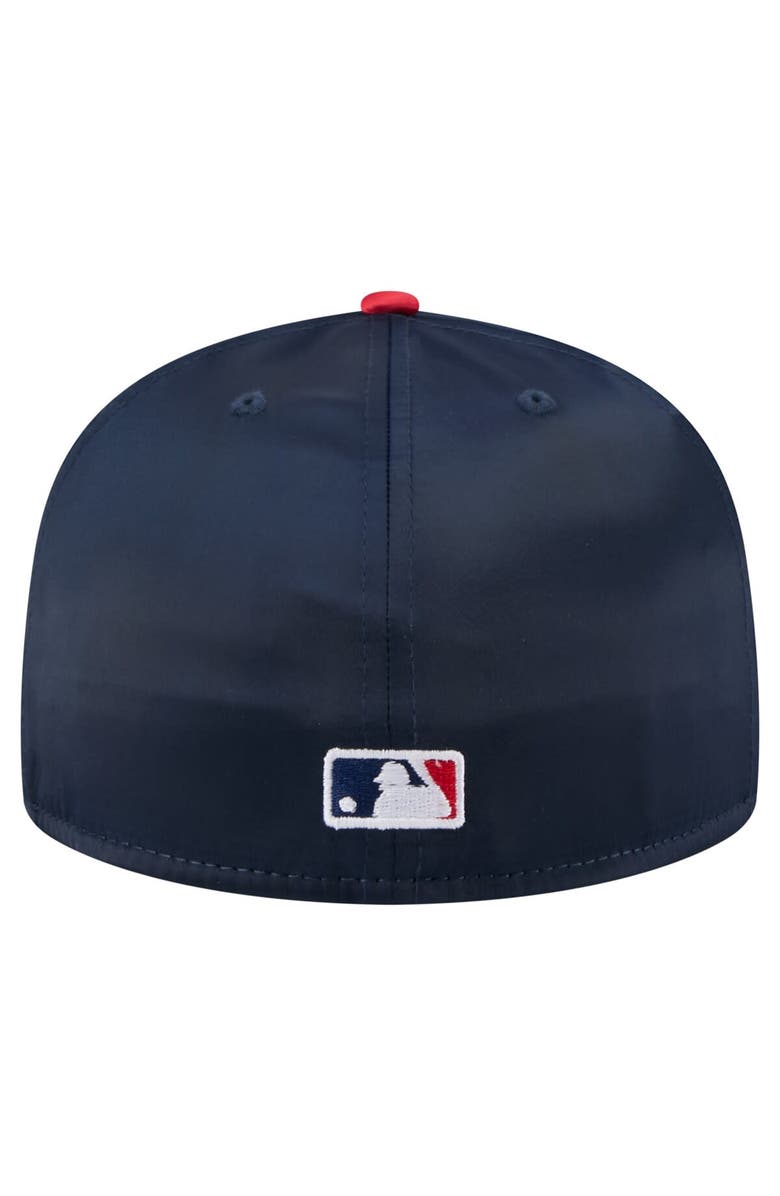 New Era Men's New Era Navy/Red Atlanta Braves Satin 59FIFTY Fitted Hat, Alternate, color, 