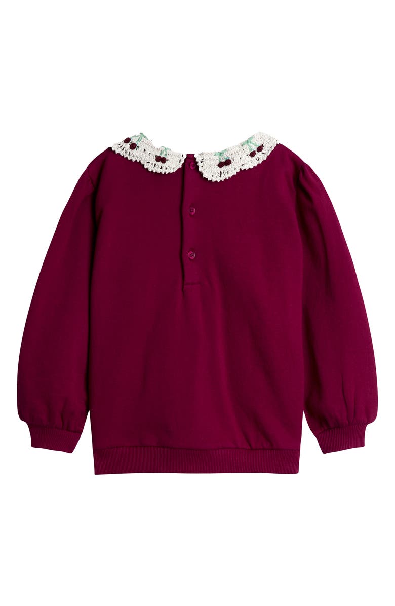 JOJO MAMAN BEBE Crochet Collar Sweatshirt & Leggings, Alternate, color, Berry