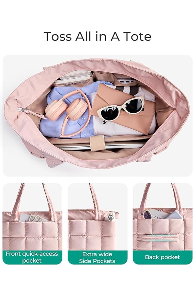 Bagsmart Bubble 22L-28L Puffer Tote, Alternate, color, Pink