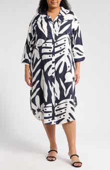 BOHO ME Tropical Long Sleeve Shirtdress