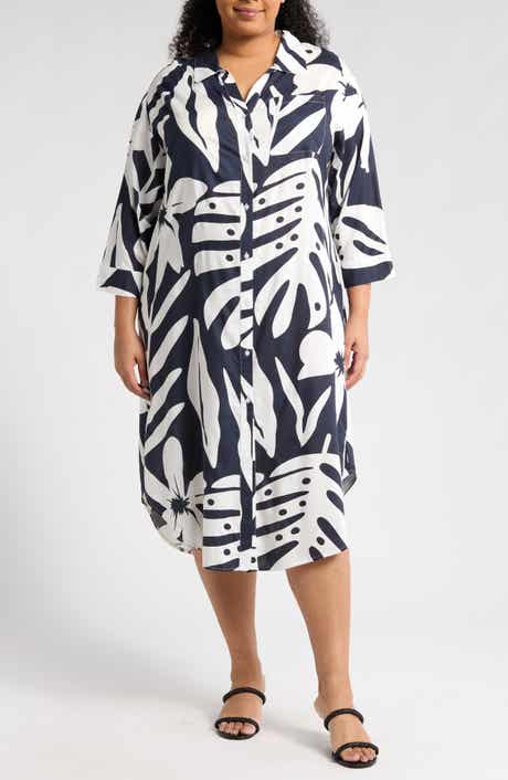 BOHO ME Tropical Long Sleeve Shirtdress