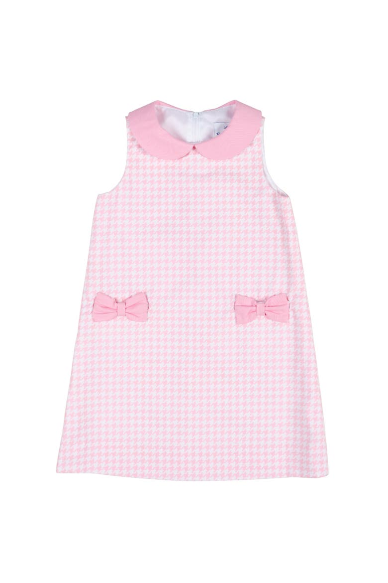 Houndstooth Dress with Bow Pockets, Main, color, Pink / White