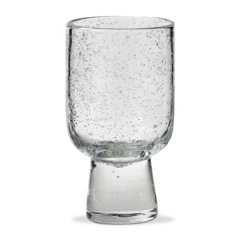 Bubble Glass Footed Clear Drinking Glasses - 10oz Set