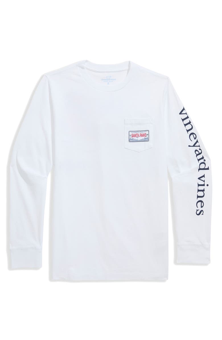 vineyard vines Kids' Dog Flying Presents Long Sleeve Cotton T-Shirt, Main, color, White