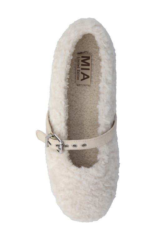 Mia Kayti Faux Shearling Mary Jane Flat In White