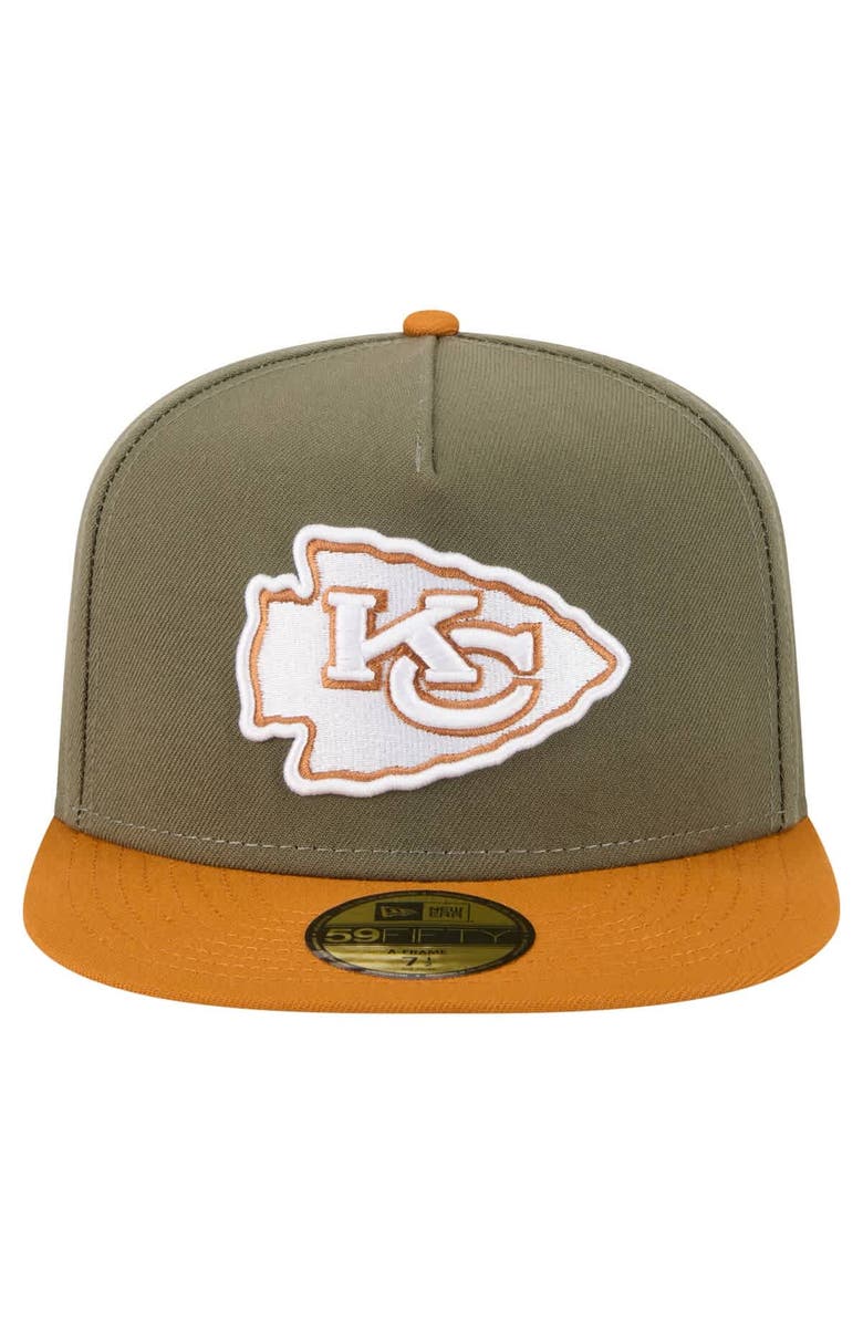 New Era Men's New Era  Olive/Brown Kansas City Chiefs Color Pack A-Frame 59FIFTY Fitted Hat, Alternate, color, Olive