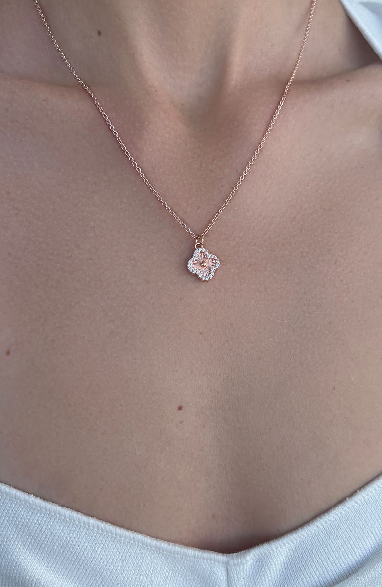 Adornia Pavé CZ Clover Pendant Necklace, Alternate, color, Pink