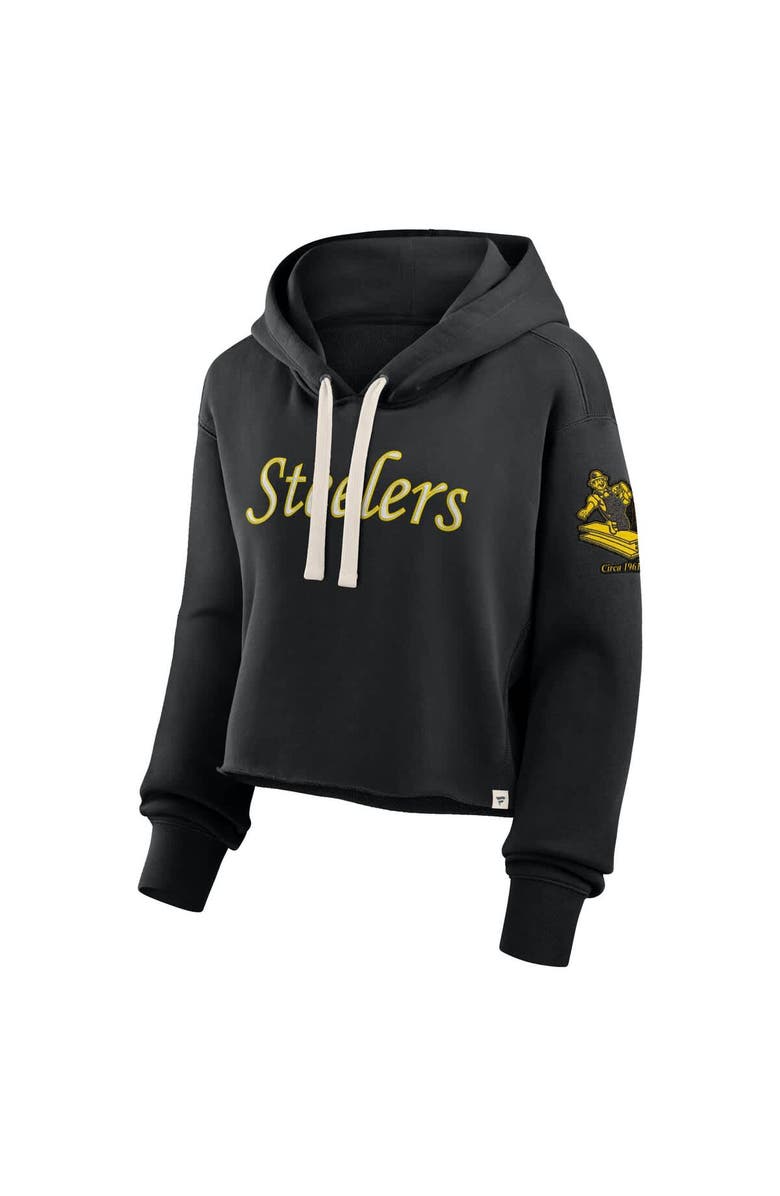 FANATICS Women's Fanatics Black Pittsburgh Steelers Oversized Hometown Heritage Cropped Hoodie, Alternate, color, Black