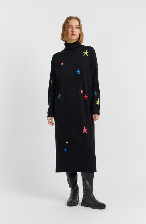 Chinti & Parker Wool Cashmere Star Rollneck Dress In Black