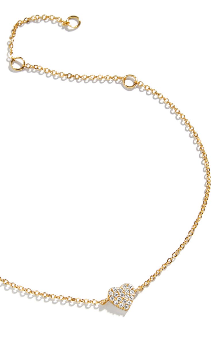 BaubleBar Cubic Zirconia Heart Charm Bracelet, Alternate, color, 