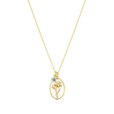 Katrina Birth Flower and Birthstone Charm Necklace