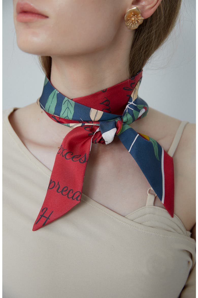 El Amor Skinny Silk Scarf, Alternate, color, RED