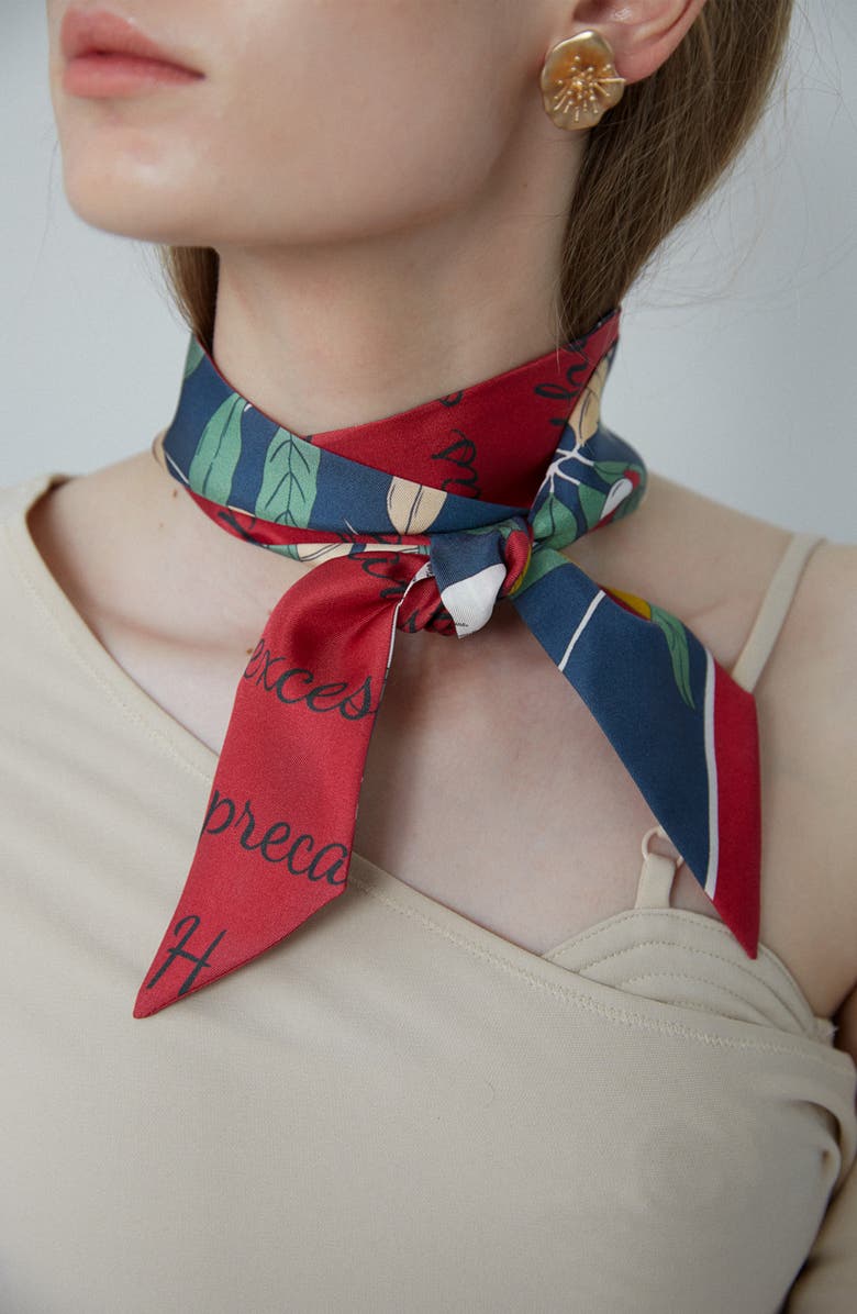 Lost Pattern El Amor Skinny Silk Scarf, Alternate, color, 