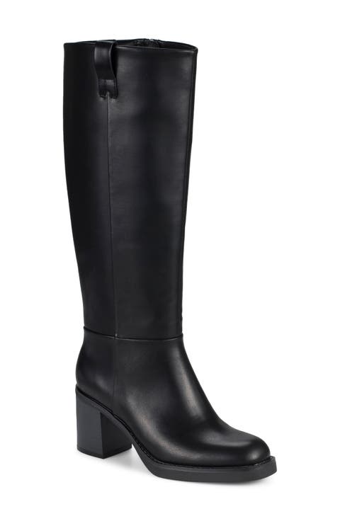 Gretchen Faux Leather Wide Calf Knee High Boot