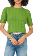 Vince Camuto Cable Stitch Puff Sleeve Sweater