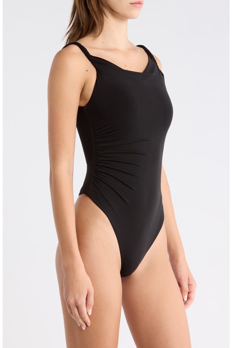 Bianca Twist Off the Shoulder Bodysuit, Alternate, color, BLACK