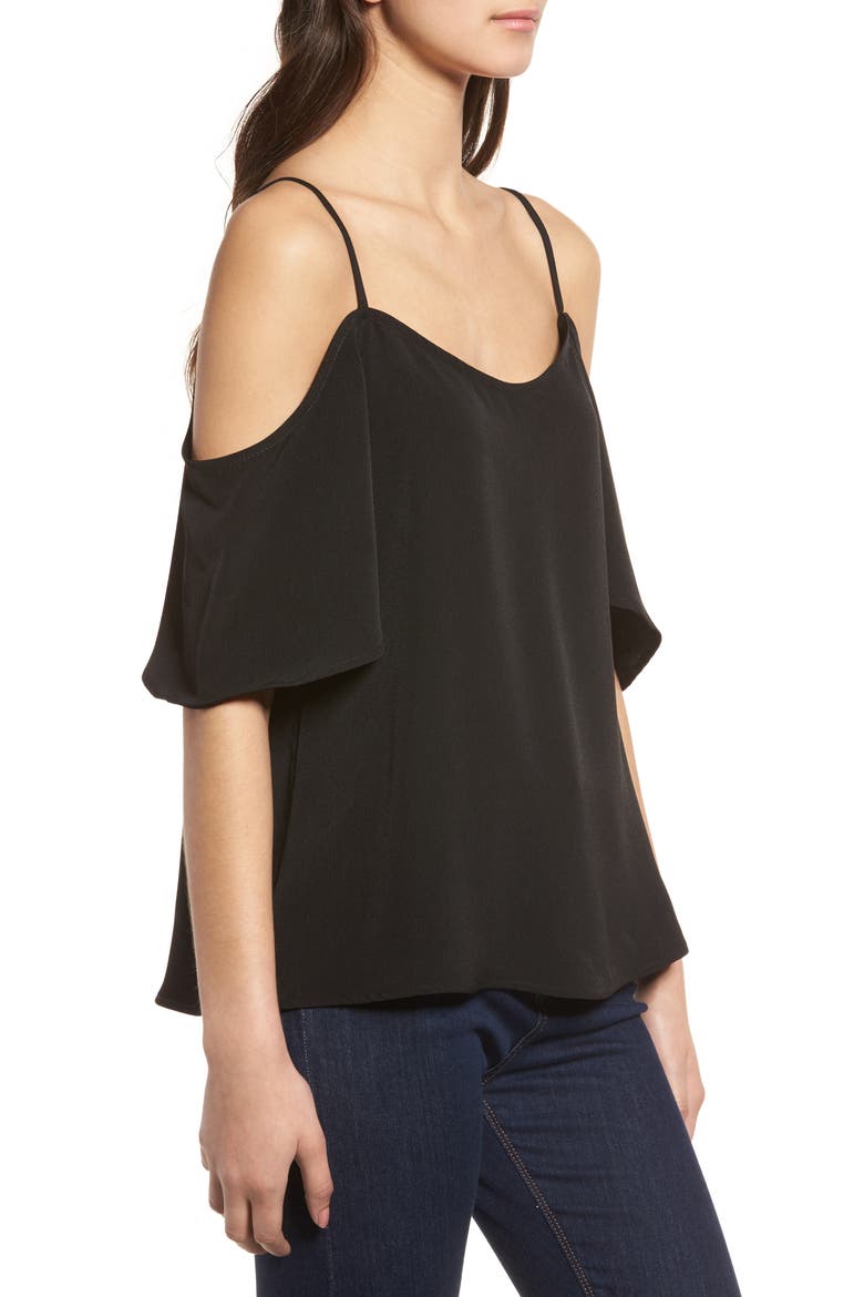 Cold Shoulder Top, Alternate, color, BLACK