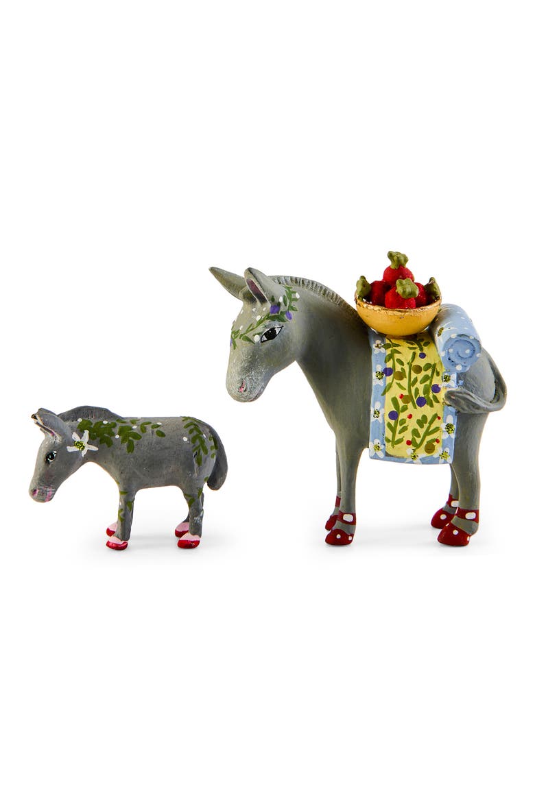Patience Brewster Nativity Mother & Baby Donkey Figures, Alternate, color, GREY