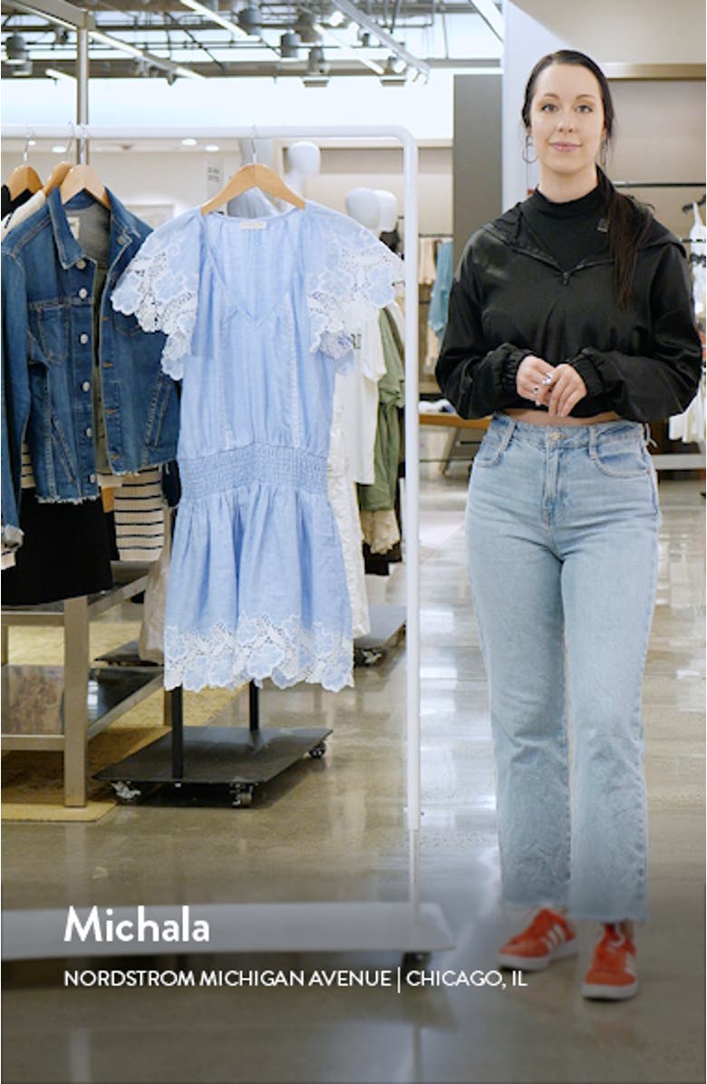 Ryan Lace Trim Linen Minidress, sales video thumbnail