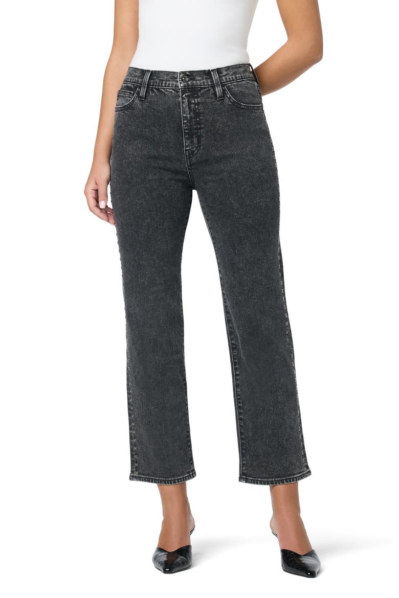 Noa Studded High Waist Ankle Straight Leg Jeans, Main, color, WEST